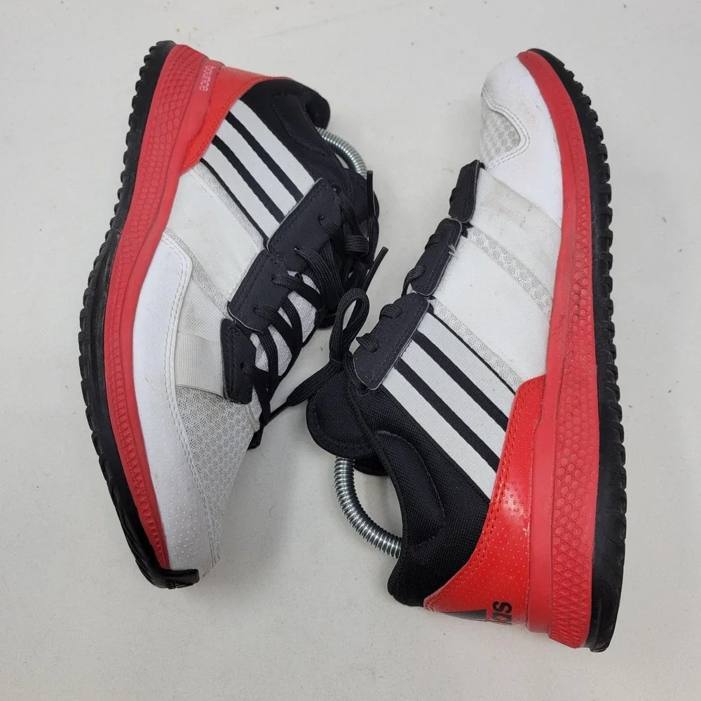 Adidas Bounce Shoes Mens Size 8.5 White Black Red Running Athletic Sneakers